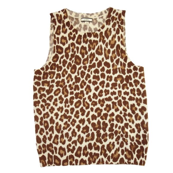 NWT J.Crew Cashmere Crewneck Sweater Shell in Muslin Brown Leopard Print S - Picture 5 of 6